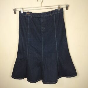 Lauren Jeans Co Denim Skirt Flare Paneled Godet